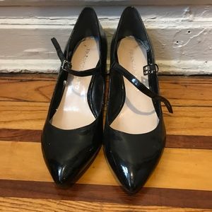 Franco Sarto Black Patent Wedge Heels